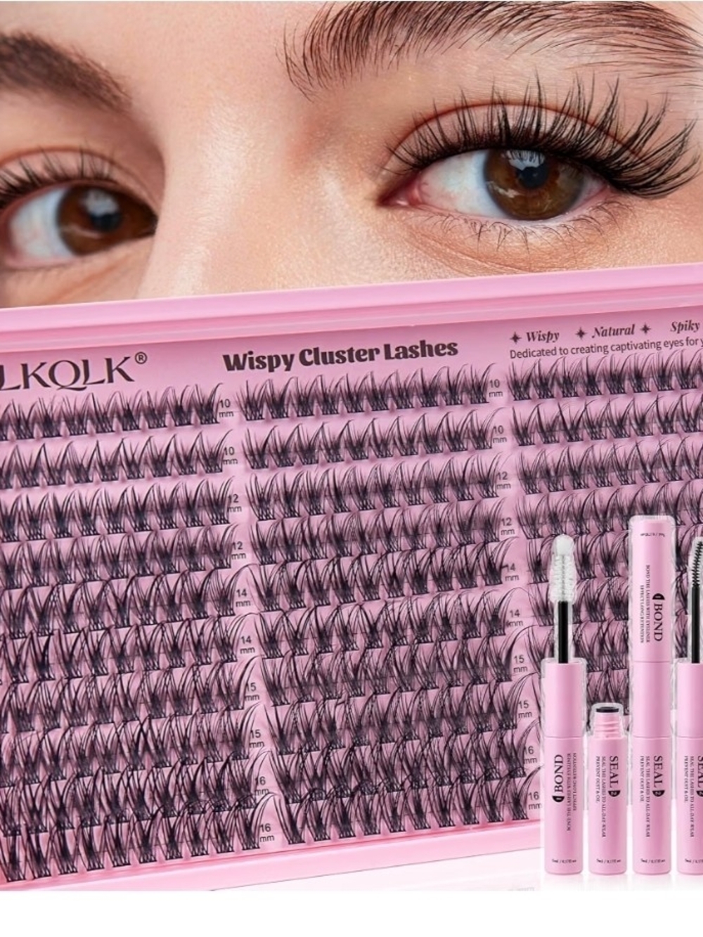 Individual Lash Clusters Kit 300pcs C Curl 10-16mm Wispy Extension Kit NoTweezer